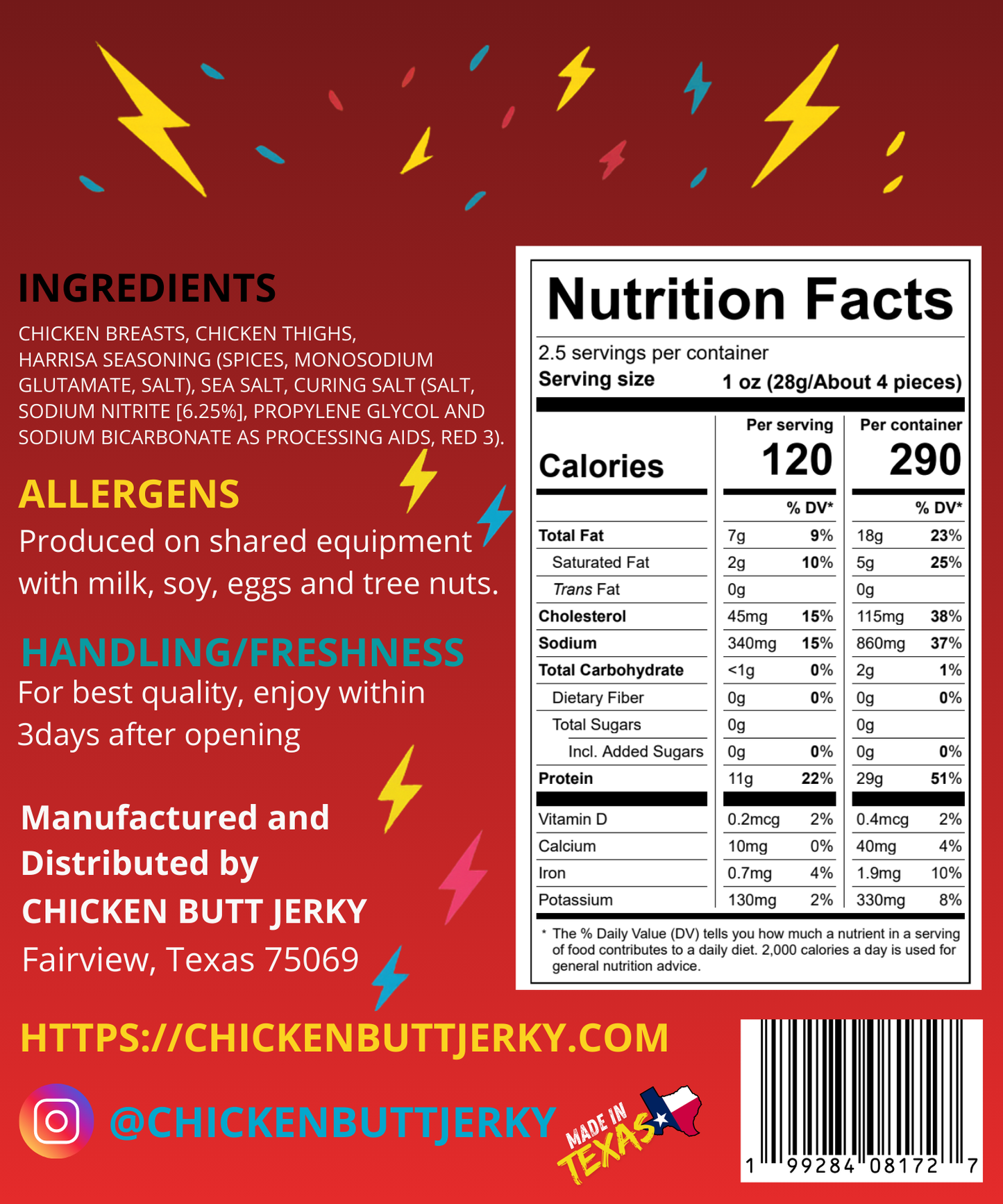 Harissa Chicken Jerky (2.5oz)