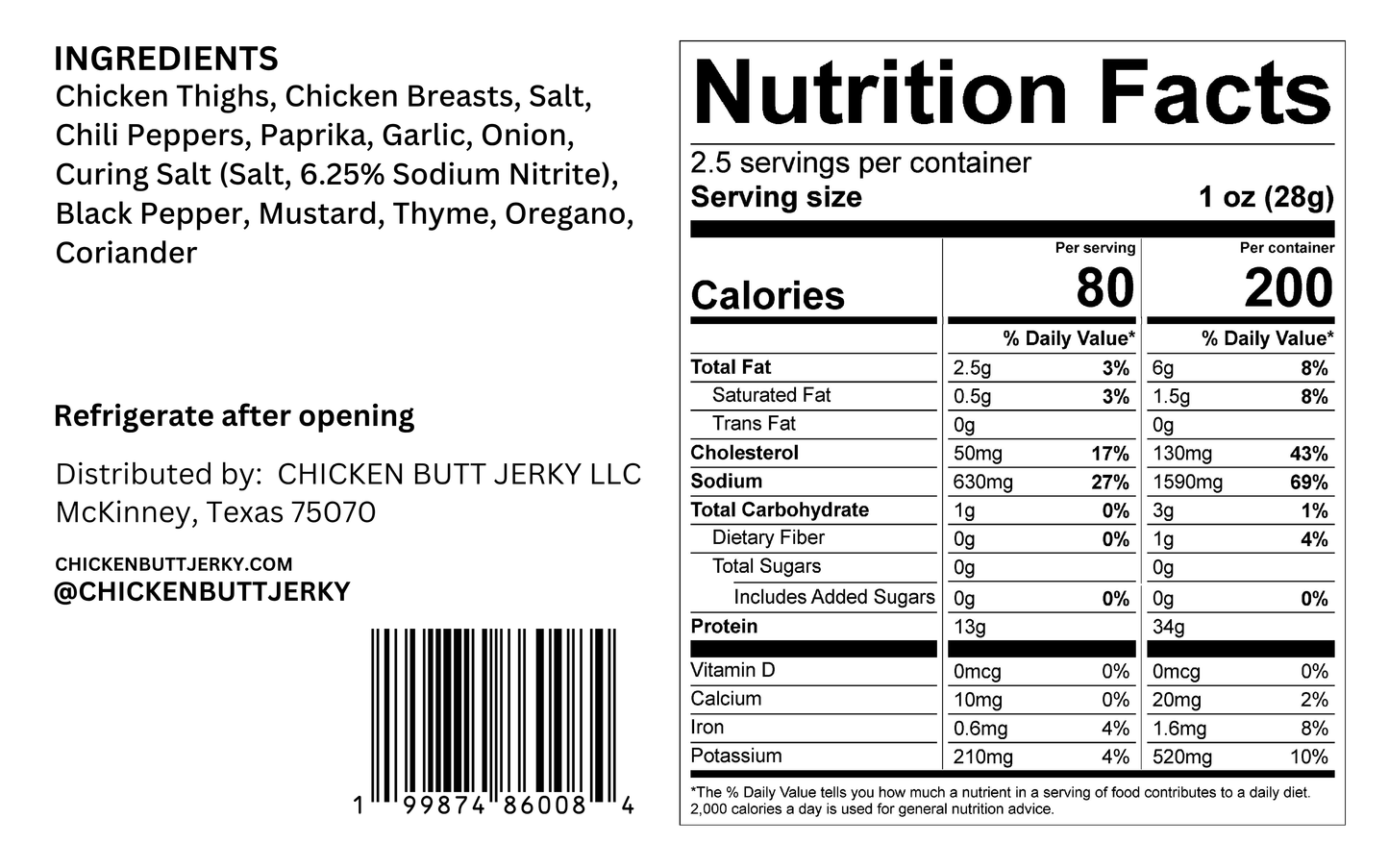Nashville Hot Chicken Jerky (2.5oz)
