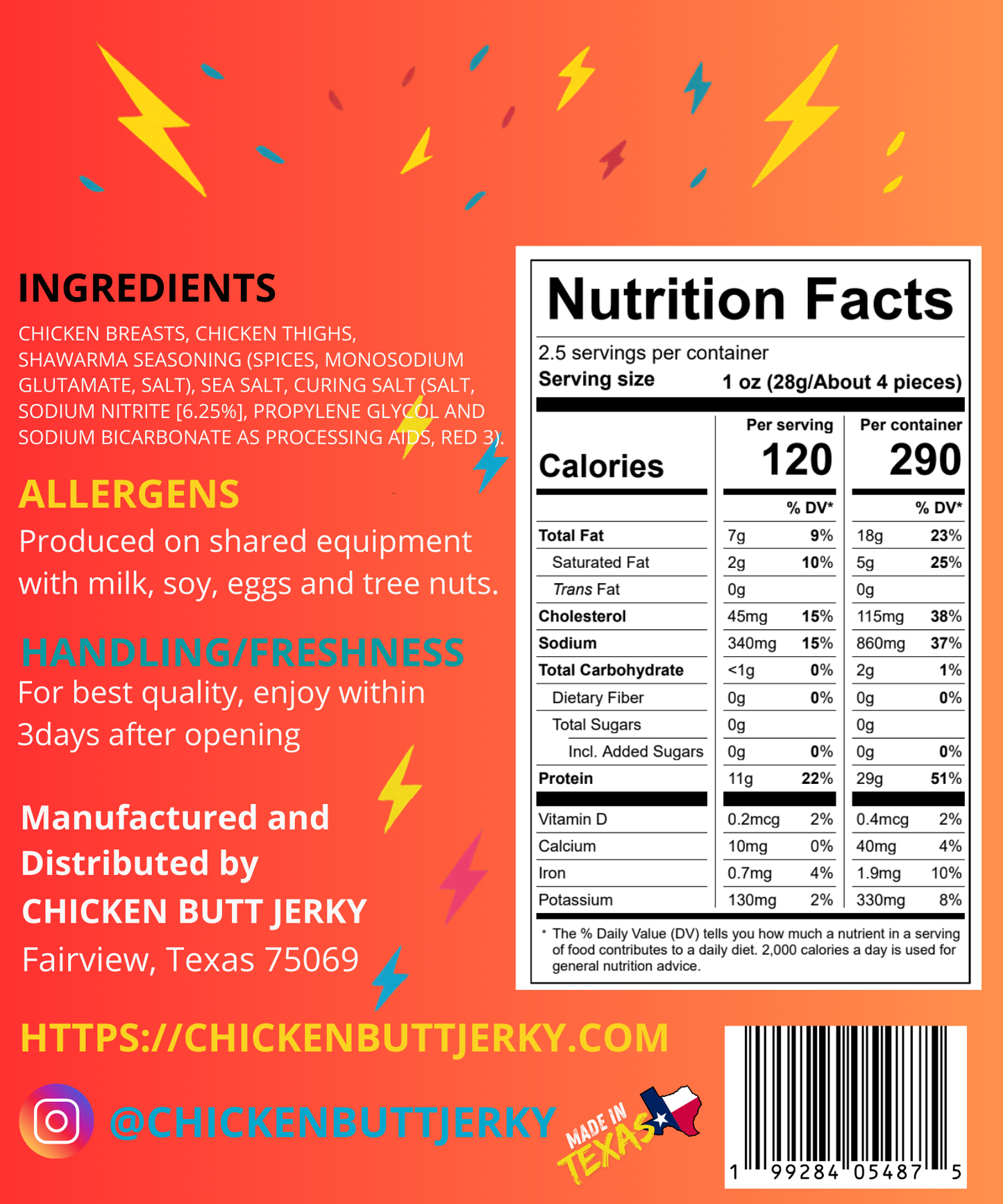 Shawarma Chicken Jerky (2.5oz)