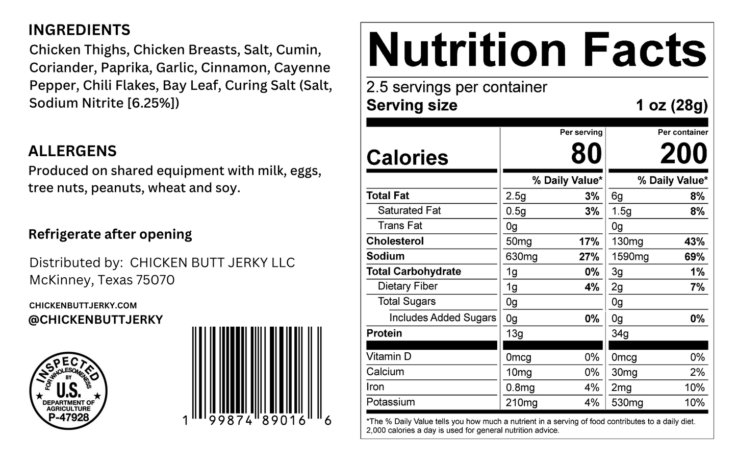 Mediterranean Fling Chicken Jerky (2.5oz)
