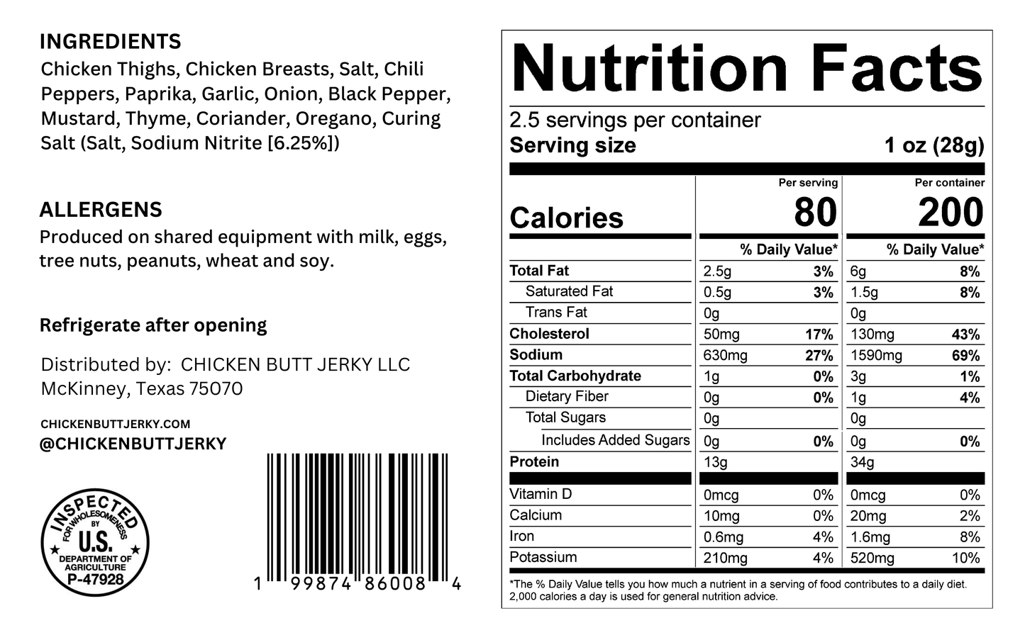 Nashville Hot Chicken Jerky (2.5oz)