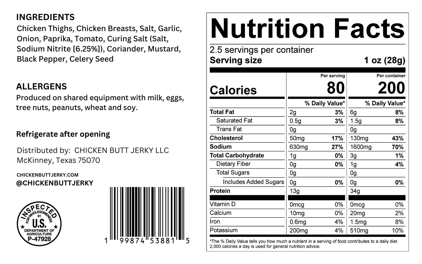 Texas BBQ Chicken Jerky (2.5oz)